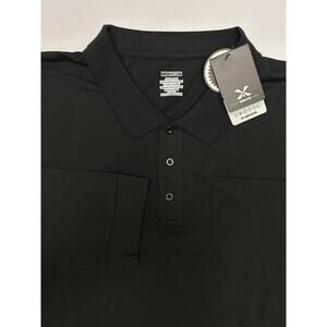 Moheen Men's Polo Shirt Black Cool Dri Long Sleeve Open Pocket Size 5XL NWT